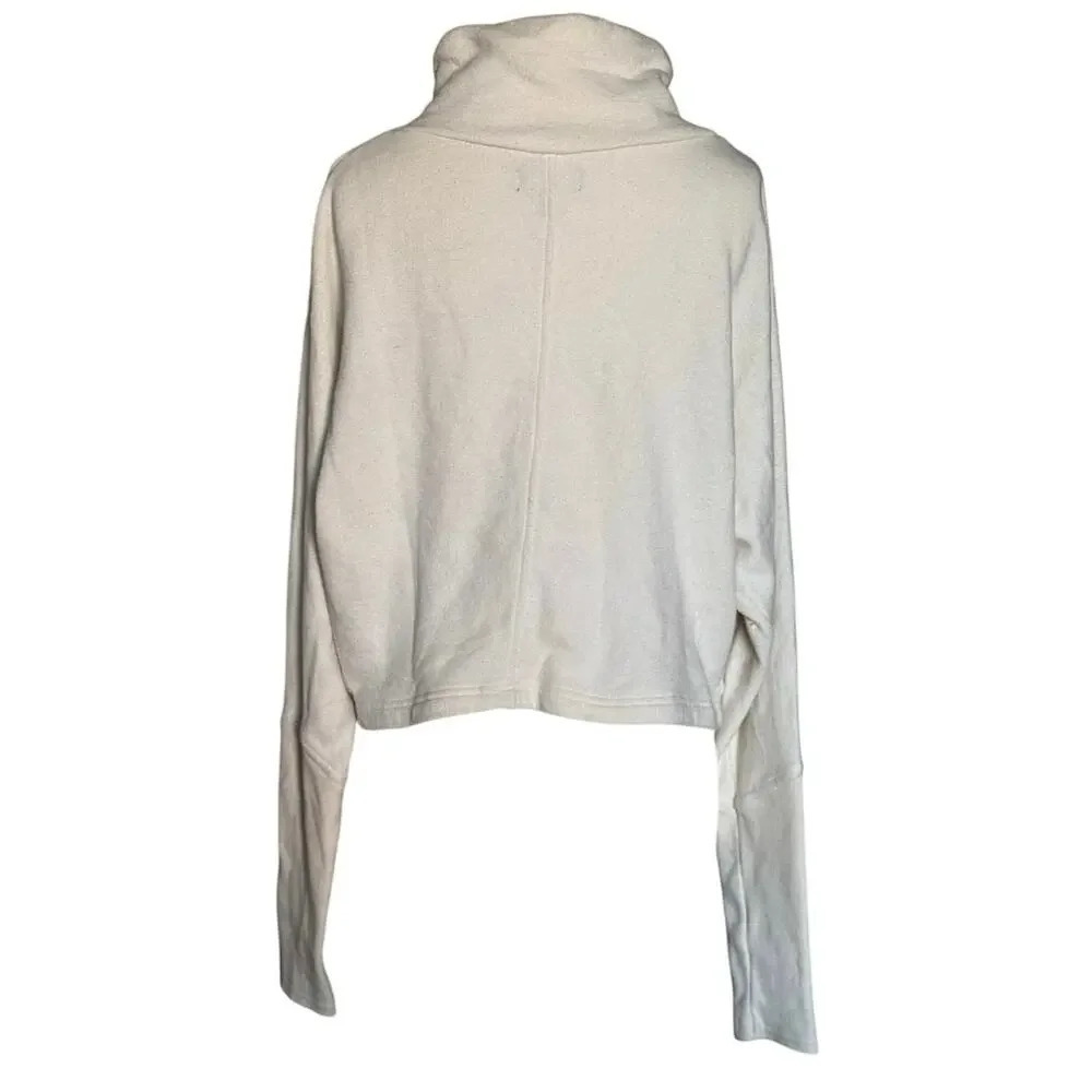 ALO Yoga Cropped Bolero Wrap Jacket Sweatshirt Cream Color Size M - Picture 3 of 6